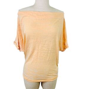 Free People Astrid Off Shoulder Burnout Cropped Peach Tea Shirt Top